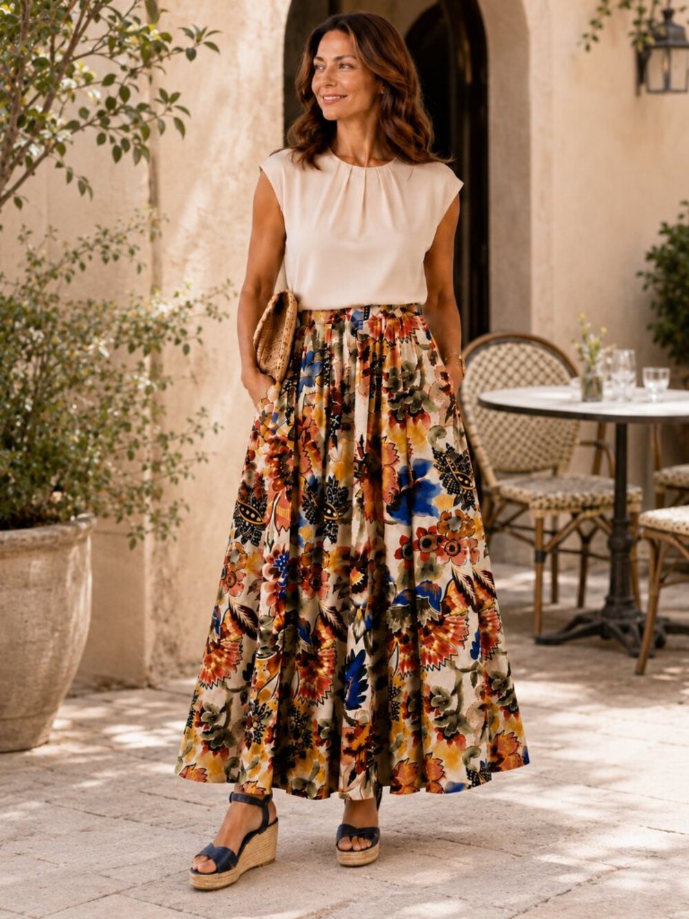 Calypso St. Barth NWT Painterly Floral Maxi Skirt Size M